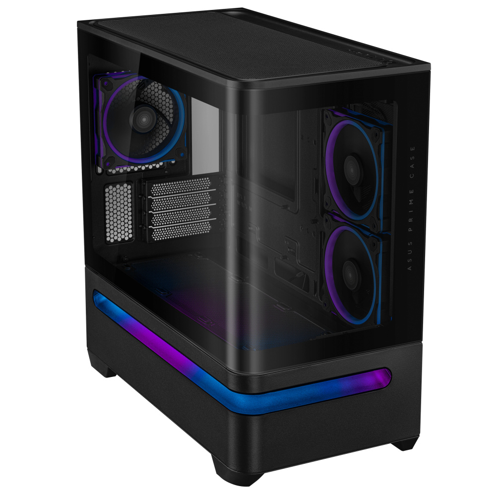GABINETE ASUS (PRIME AP202 TG ARGB BLACK) NEGRO, MEDIA TORRE VIDRIO TEMPLADO CURVO S/FUENTE - Imagen 3