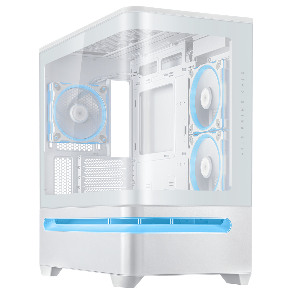 GABINETE ASUS (PRIME AP202 TG ARGB WHITE) BLANCO, MEDIA TORRE VIDRIO TEMPLADO CURVO S/FUENTE - Imagen 2
