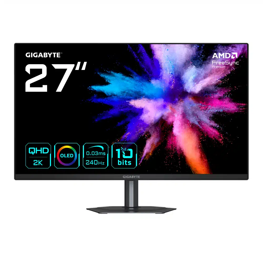 MONITOR OLED GIGABYTE 27" (GO27Q24) GAMING 2560X1440 QHD PLANO 240HZ 2*HDMI DP 0.03MS PANEL QD-OLED