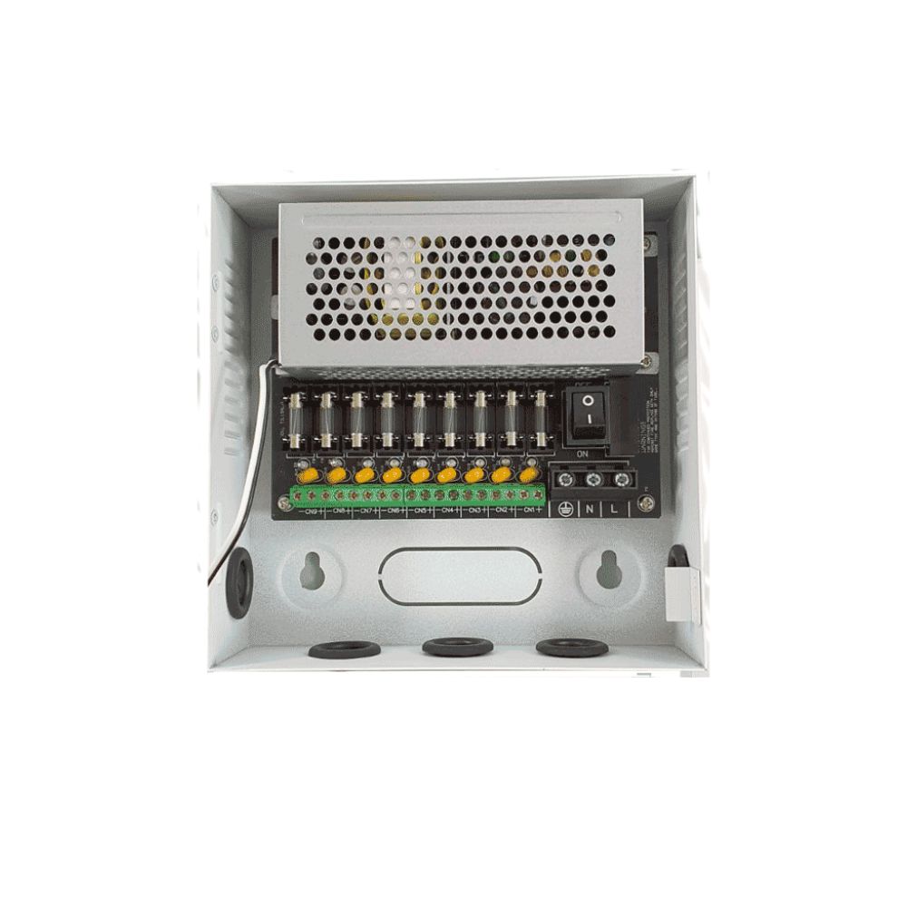 Fuente de Poder DAHUA PFM341-9CH 12 VCD 5A para 9 Cámaras con Fusibles Intercambiables Blanca - Imagen 3