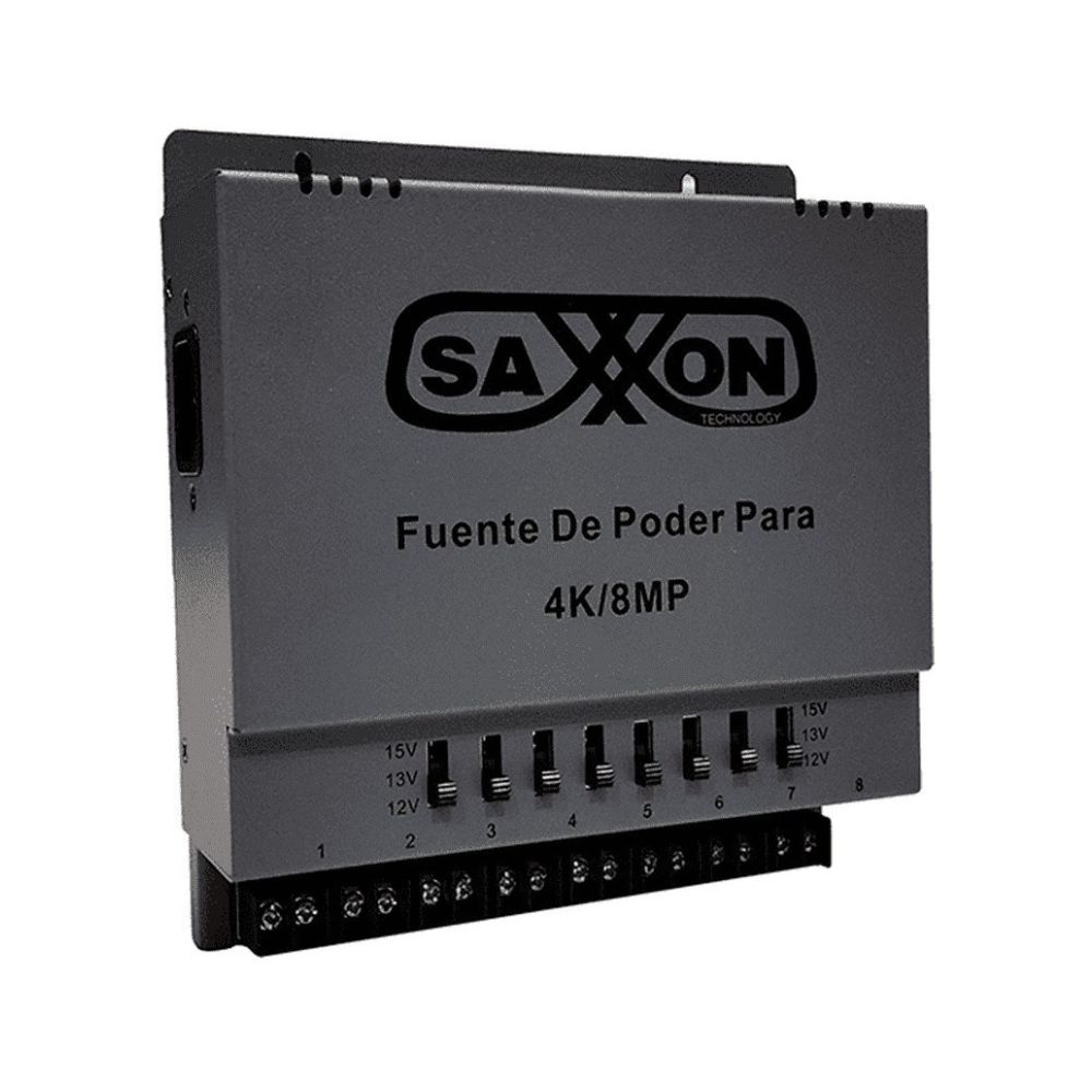 Fuente de Poder Regulable Metálica SAXXON ENERGÍA PSU1208A-4K 12/13/15 VCC 8A 8 Canales