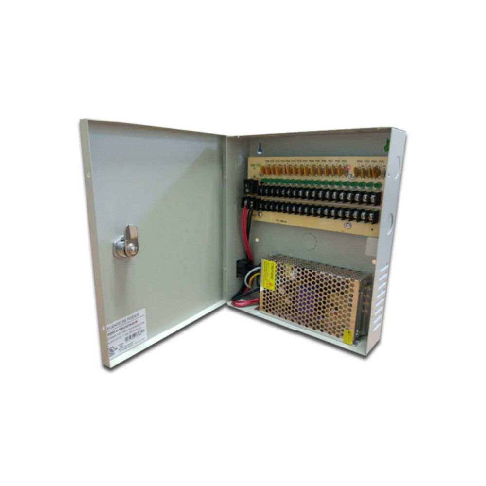SAXXON PSU1210D18 - Fuente de Poder de 12 vcd/ 10 Amperes/ Para 18 Camaras/ 0.55 Amperes por Canal/ Protección contra Sobrecargas/ Certificación UL/
