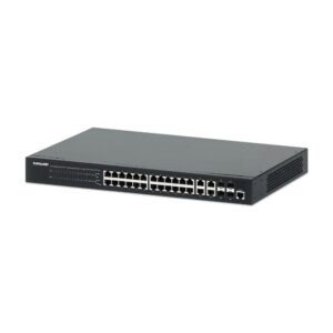 Switch Administrable Intellinet 561426 24 Puertos PoE+ 370W con 4 Puertos Gigabit SFP para Rack 19"
