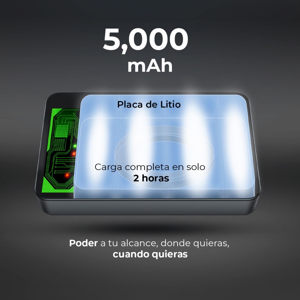 POWERBANK ACTECK(AC-945639)ENERGON GO SLIM PRO PM50 5 000MAH CARGA INALAMBRICA MAGENTICA 20W QI2 NEGRO - Imagen 4