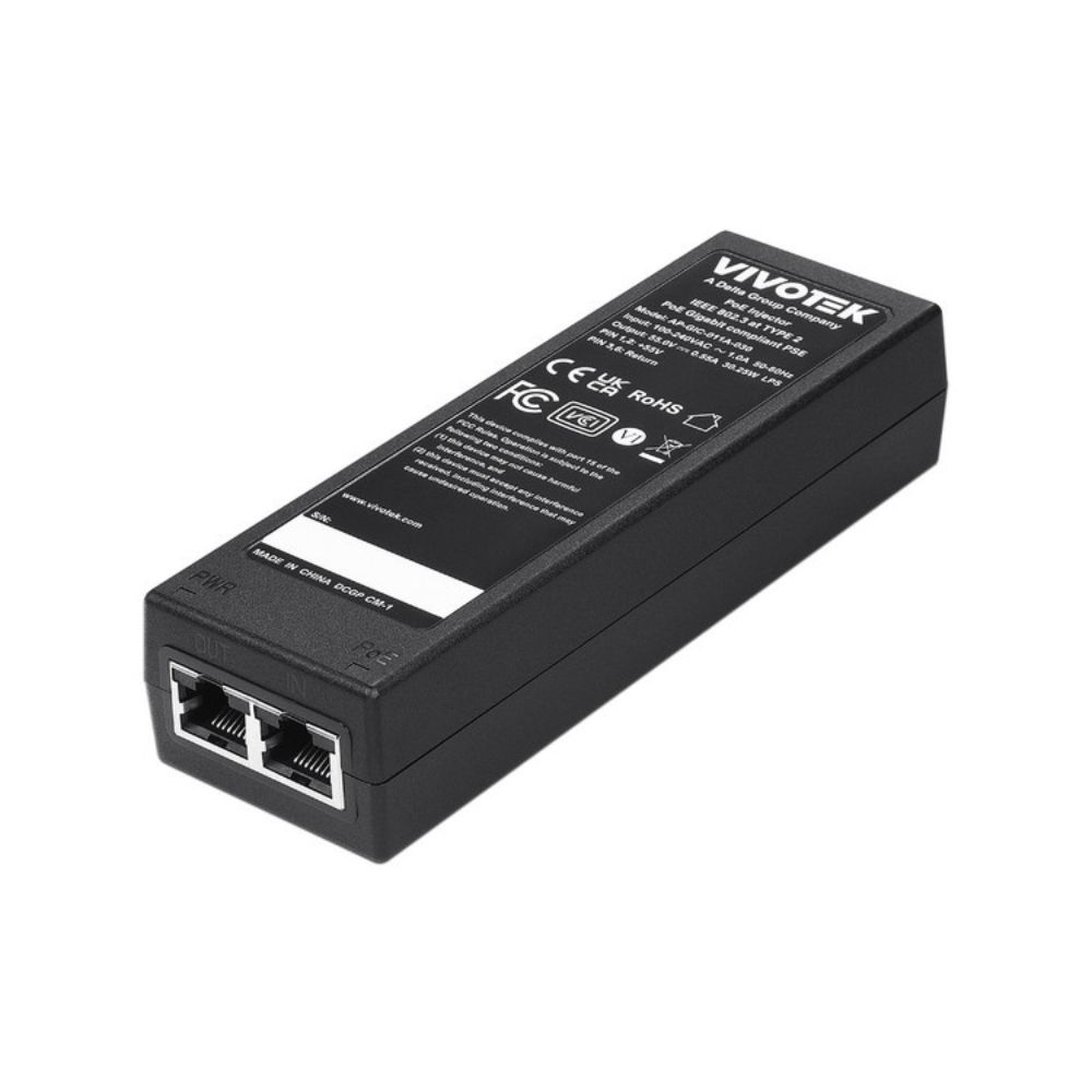 Inyector PoE Gigabit Vivotek AP-GIC-011A-030 30W 802.3af/at con Protección 6kV