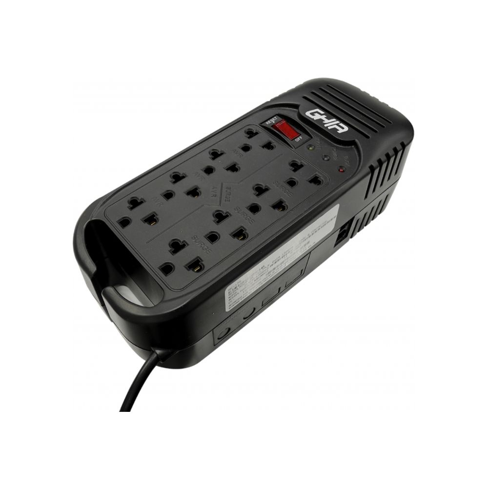 REGULADOR DE VOLTAJE GHIA 1300VA / 600W 8 CONTACTOS.