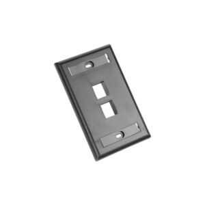 Placa de Pared Vertical para 2 Puertos Keystone con Espacios para Etiquetas Color Negro