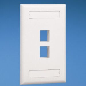 Placa de Pared Vertical para 2 Puertos Keystone con Espacios para Etiquetas Blanco Mate
