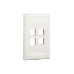 Placa de Pared Vertical, Salida Para 4 Puertos Keystone, Con Espacios Para Etiquetas, Color Blanco Mate