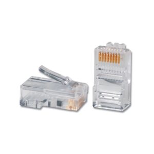 Plug RJ45 Cat5e, Para Cable UTP Calibre 22 a 26 AWG, Chapado en Oro de 50 Micras