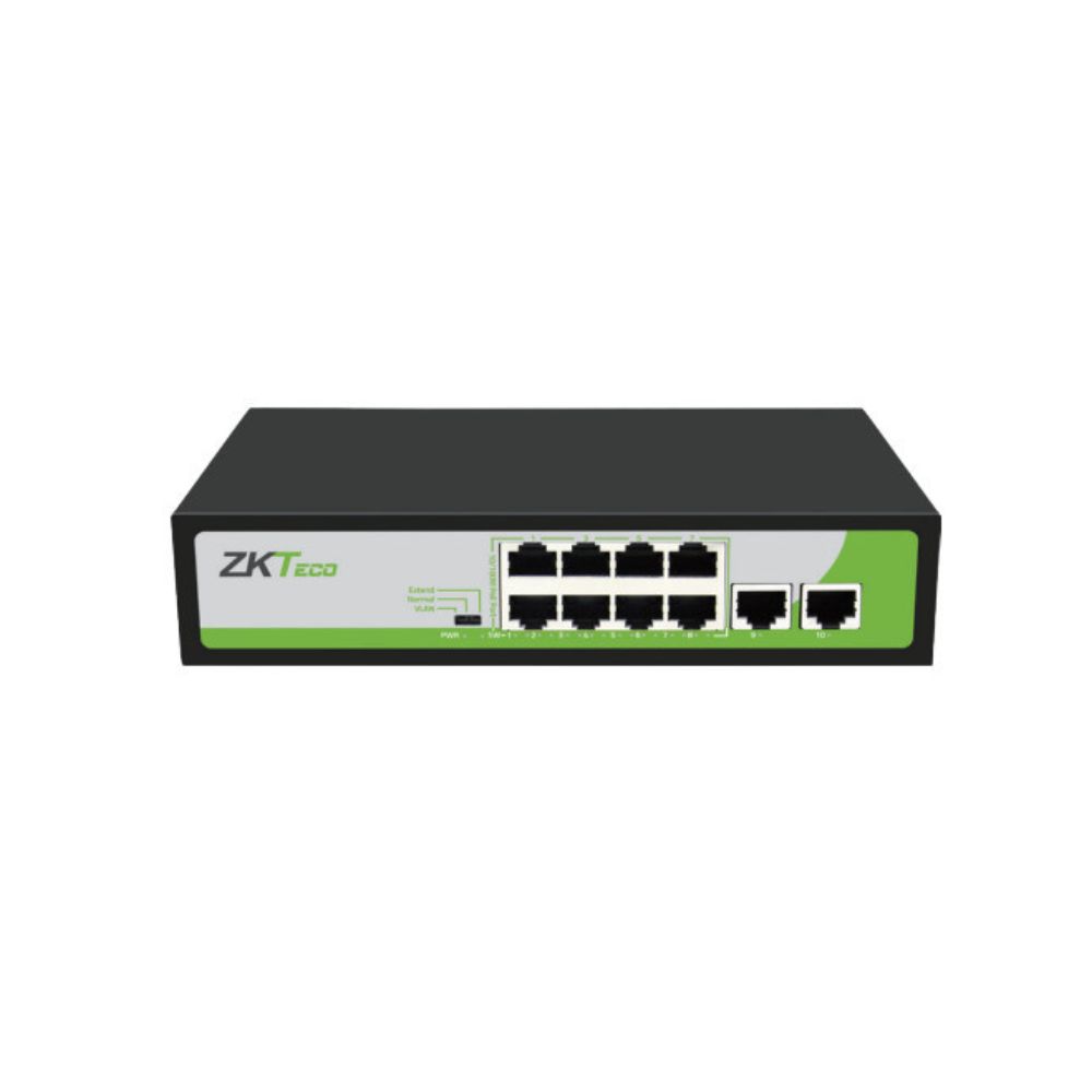 Switch PoE ZKTeco PE082120C 8 Puertos Fast Ethernet PoE+ 30W por Puerto Hasta 250 Metros
