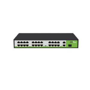 switch-poe-zkteco-pe242300c-24-puertos-fast-ethernet-poe-30w-por-puerto-sfp-gigabit-hasta-250-metros