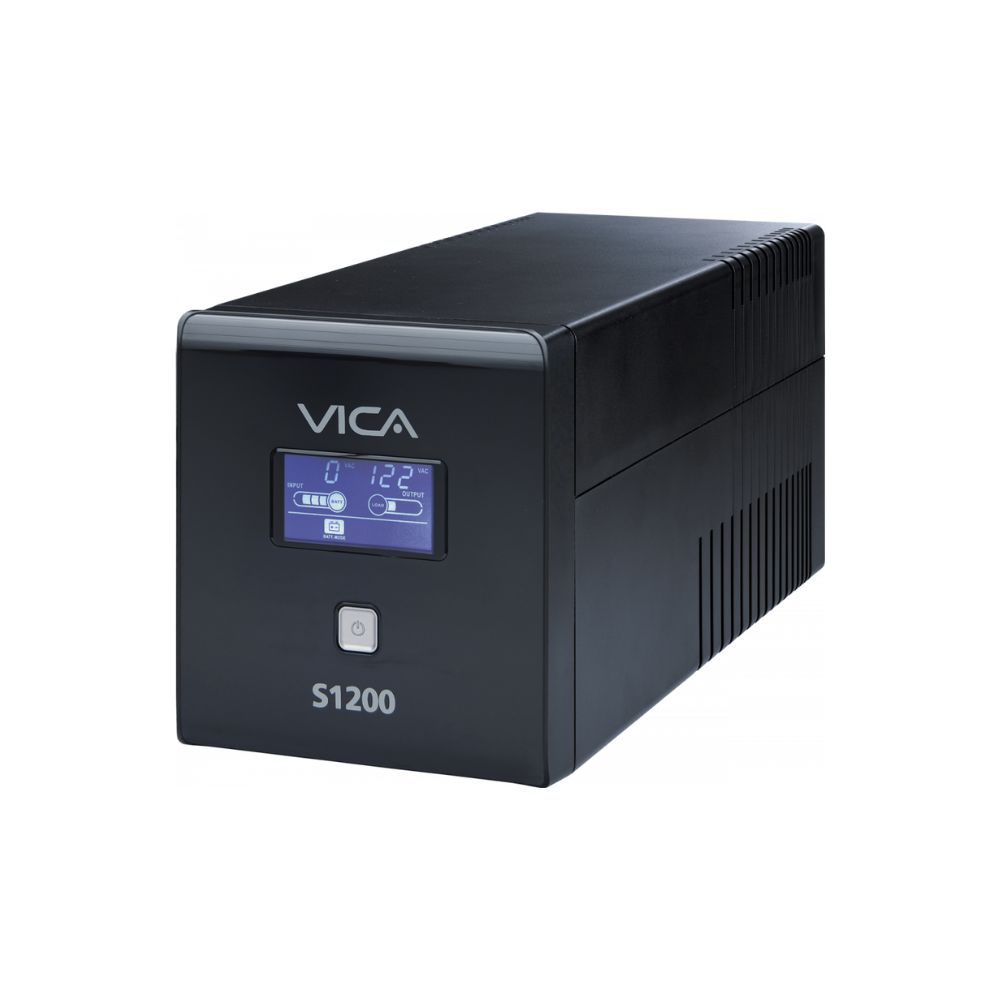 NO BREAK UPS VICA S1200 1200VA/600W 10 TOMAS NEMA5-15R (5/5) RJ11/45 PANTALLA LCD 3 AÑOS DE GARANTIA
