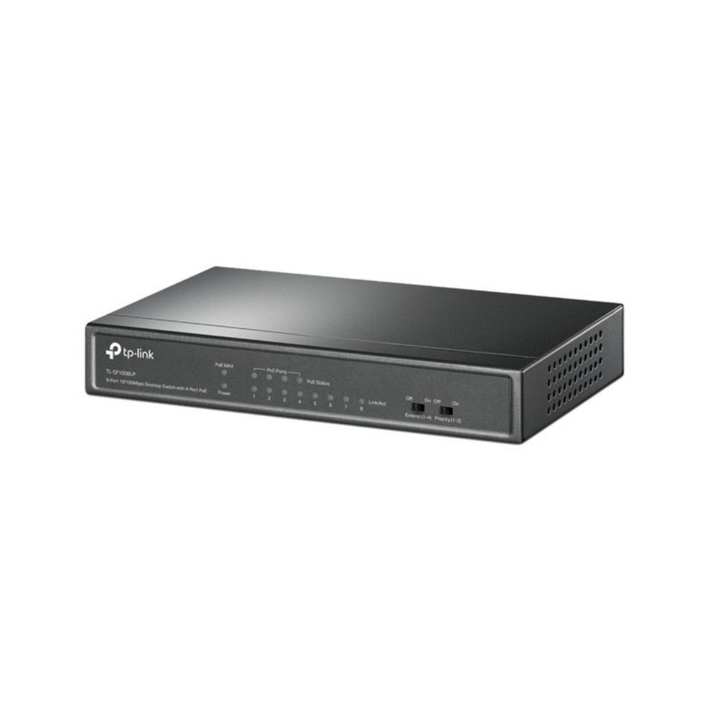 Switch PoE TP-Link TL-SF1008LP No Administrable 8 Puertos Fast Ethernet 4 PoE 41W Modo Extendido 250m