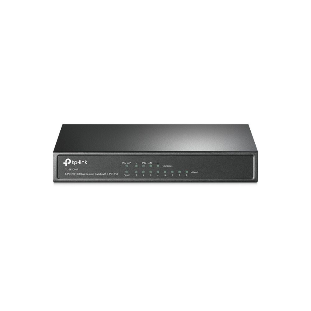 Switch PoE TP-Link TL-SF1008P No Administrable 8 Puertos Fast Ethernet 4 PoE 66W Modo Extendido 250m