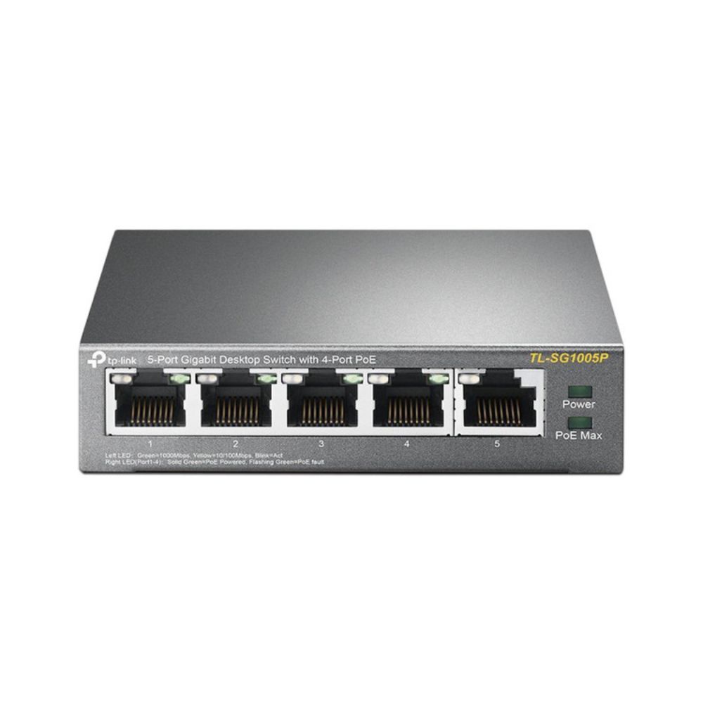 Switch TP-Link TL-SG1005P No Administrable 5 Puertos Gigabit 4 PoE 65W Hasta 250 Metros