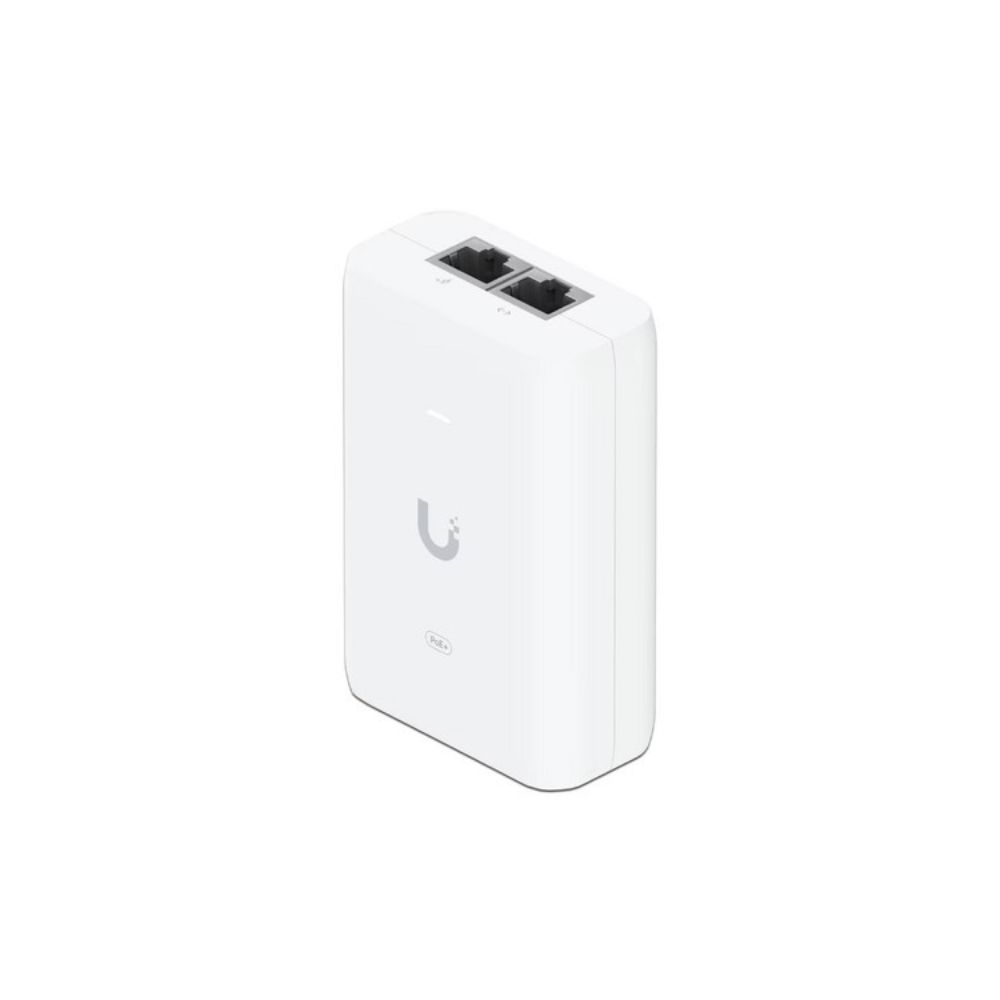 Inyector PoE+ Ubiquiti U-POE+ 48V 30W IEEE 802.3af/at para APs, Cámaras y Control de Acceso