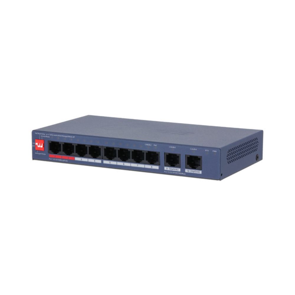 Switch PoE Dahua DH-CS4010-8ET2GT-110 10 Puertos 8 PoE 110W 2 Puertos 90W DoLynk Care