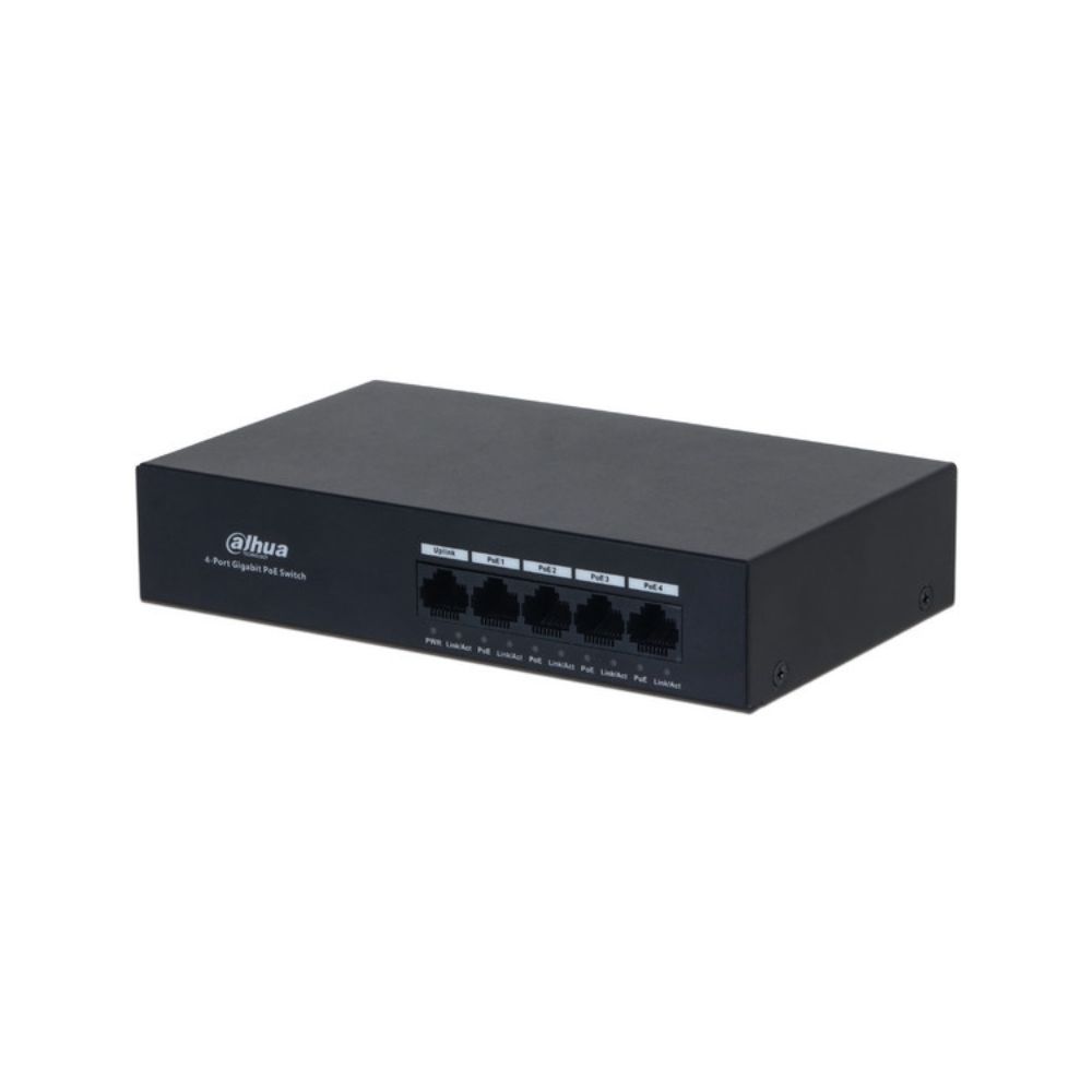 Switch PoE Dahua DH-PFS3005-4GT-36 4 Puertos Gigabit PoE 1 Uplink RJ45 con Fuente de Poder